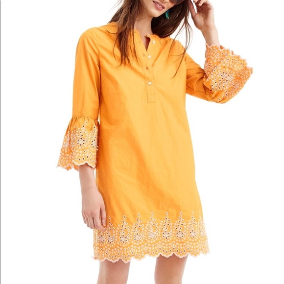 J. Crew Eyelet Bell Sleeve Button Down Dress - Picture 2 of 8